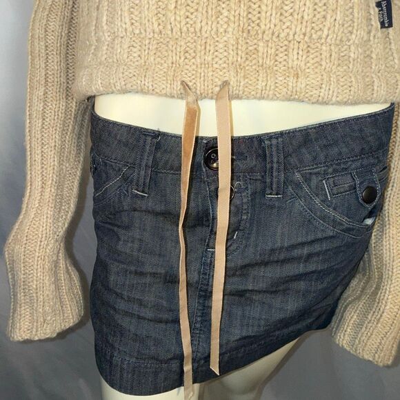 Vintage Y2K Abercrombie & Fitch Lambswool Knit Hoodie Sweater | Beige Ribbed Pul - Picture 10 of 15